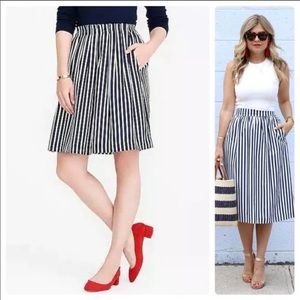J Crew Navy Striped Skirt, Size 4 NWT